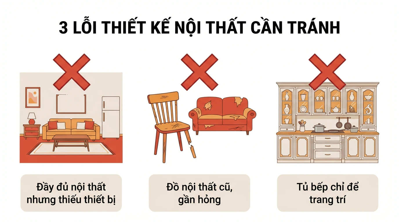 3 cái bẫy nội thất phổ biến cần tránh