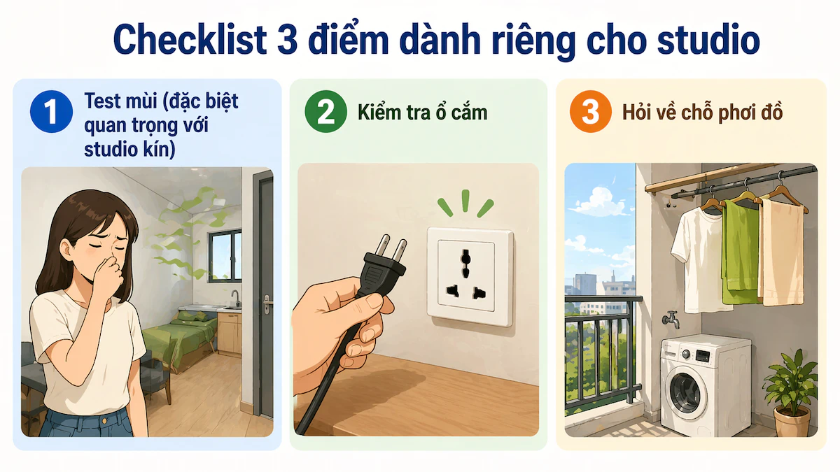 Checklist 3 điểm dành riêng cho căn hộ studio