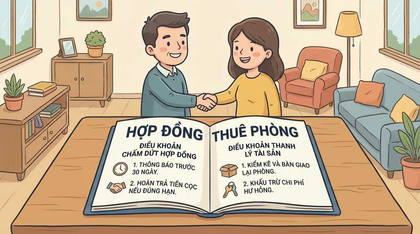 Điều khoản chấm dứt hợp đồng và thanh lý tài sản