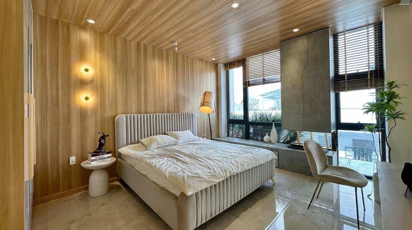 căn hộ dịch vụ quang trung gò vấp nội thất gỗ