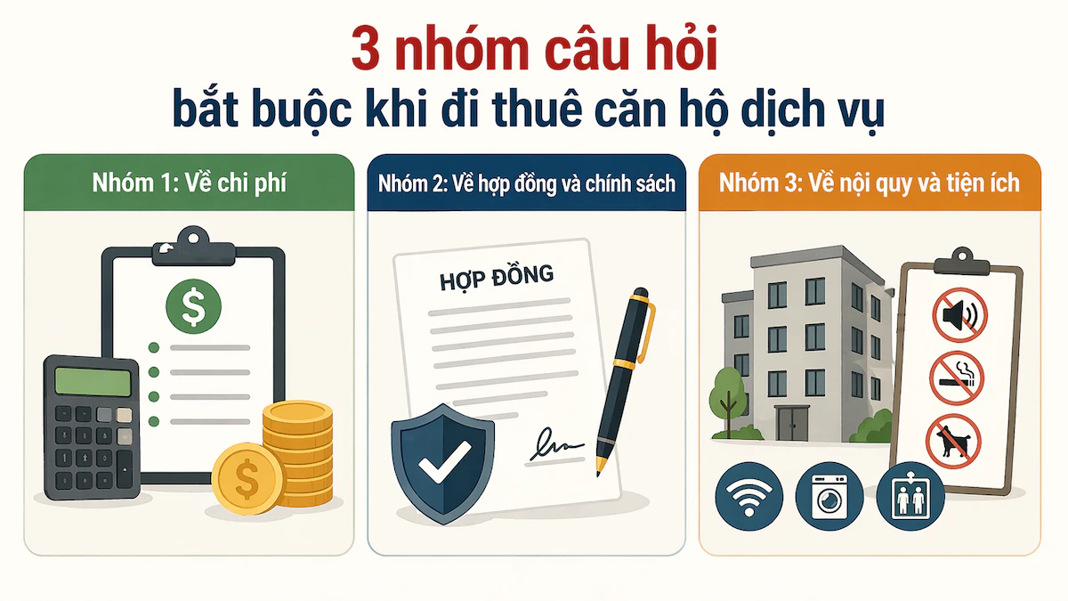 3 nhóm câu hỏi thuê căn hộ dịch vụ