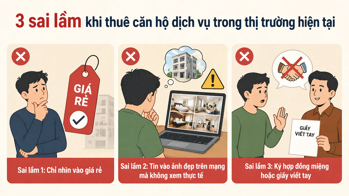 3 sai lầm khi thuê căn hộ dịch vụ