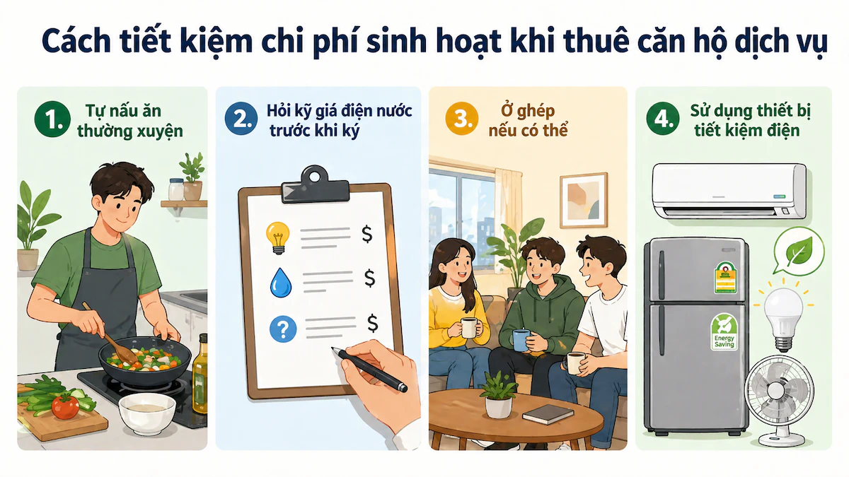 Cách tiết kiệm chi phí sinh hoạt khi thuê căn hộ dịch vụ
