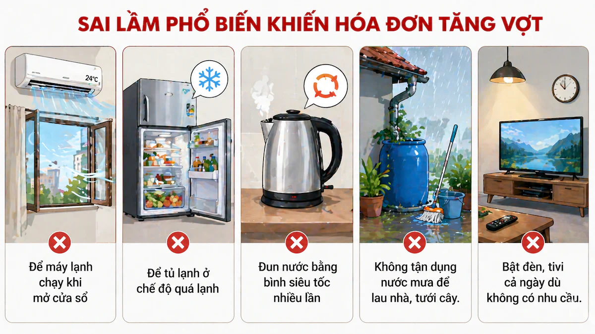 Sai lầm phổ biến khiến hóa đơn tăng vọt