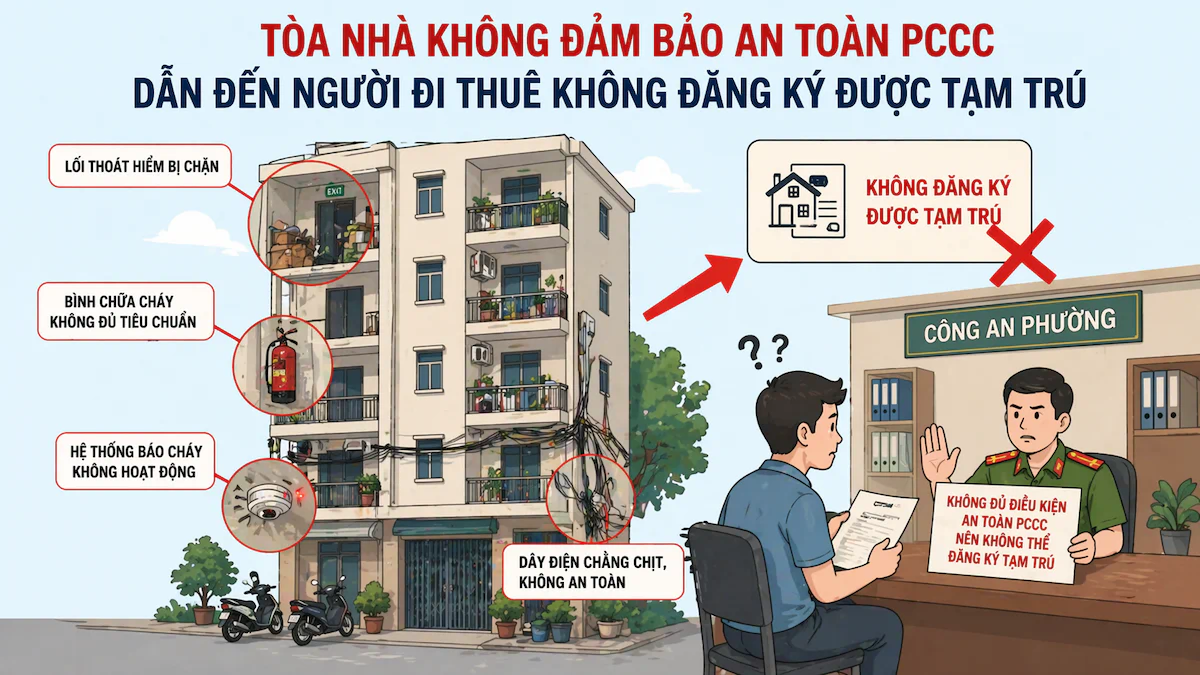Toà nhà không đủ điều kiện đăng ký tạm trú