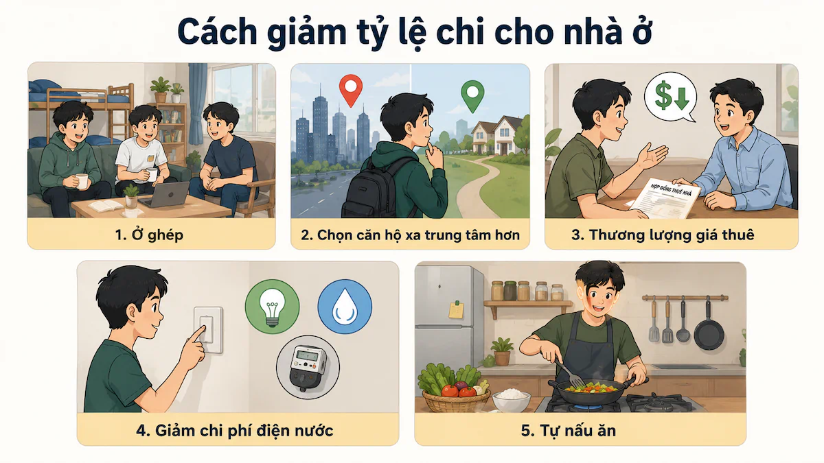 Cách giảm tỷ lệ chi cho nhà ở