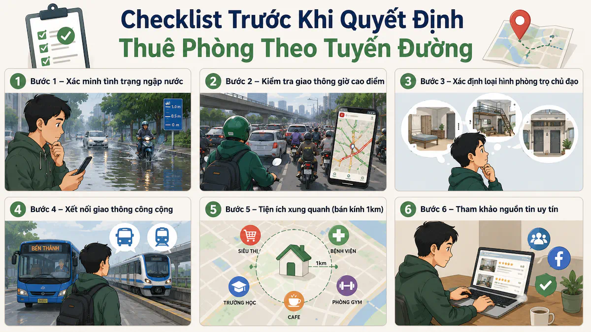Checklist Trước Khi Quyết Định Thuê Phòng Theo Tuyến Đường